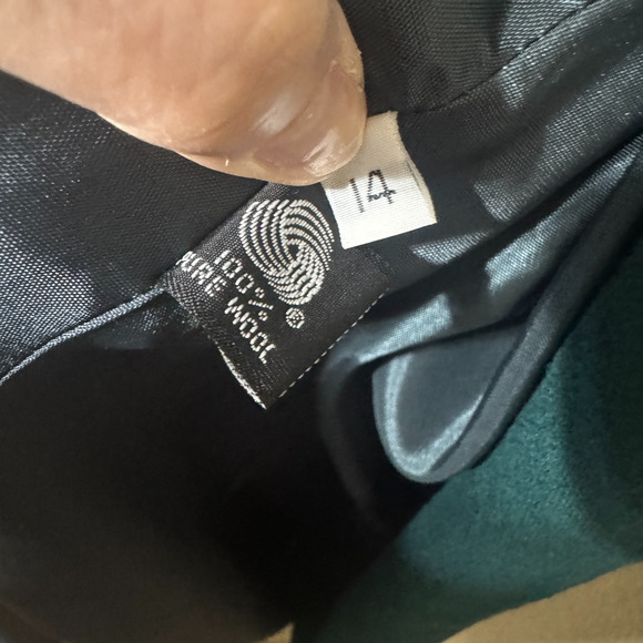 Vintage Portrait 100% Wool Coat Forest Green Sz 14 Petite Long belted FLAWS - Picture 8 of 15